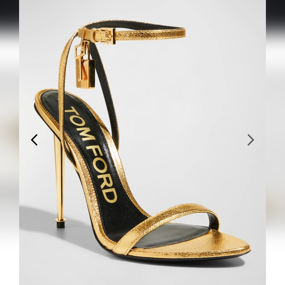 TOM FORD Lock Metallic Stiletto Sandals